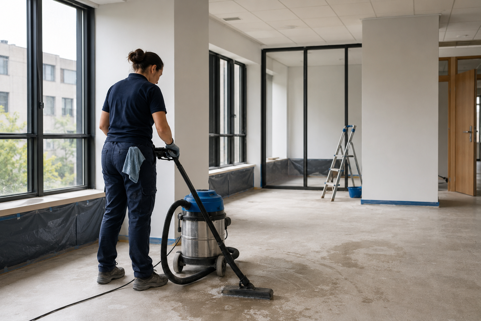 Nettoyage professionnel après travaux sur un chantier en Île-de-France